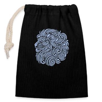 lion tribal - Closable cotton gift bag (14x20cm) - black - Front