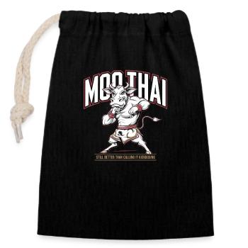 Design amusant de Muay Thai pour les fans de sport - Sac cadeau en coton avec cordon (14 x 20 cm) - noir - Devant