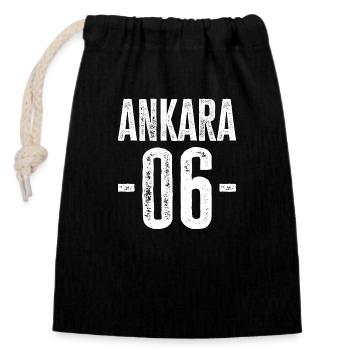Ankara 06 – Stolz auf die Hauptstadtregion - Verschließbarer Geschenkbeutel aus Baumwolle (14x20cm) - Schwarz - Vorne