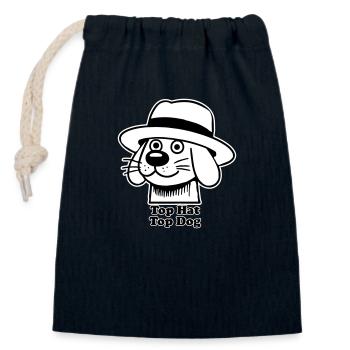 Dapper Doggo - Chapeau haut de forme, design Top Dog - Sac cadeau en coton avec cordon (14 x 20 cm) - bleu marine - Devant