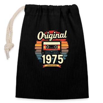 50th Birthday Man Woman 50 Years 1975 Gift - Closable cotton gift bag (14x20cm) - black - Front