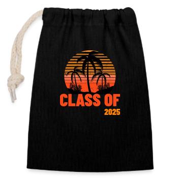 Palmiers de la classe 2025 - Sac cadeau en coton avec cordon (14 x 20 cm) - noir - Devant