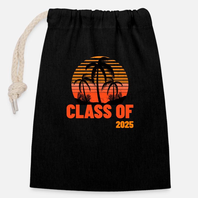 Class of 2025 palm trees - Closable cotton gift bag (14x20cm) - black