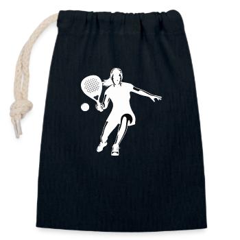 Padelspieler vorne weiß - Verschließbarer Geschenkbeutel aus Baumwolle (14x20cm) - Navy - Vorne