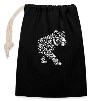 Tribal Tiger - Closable cotton gift bag (14x20cm) - black - Front