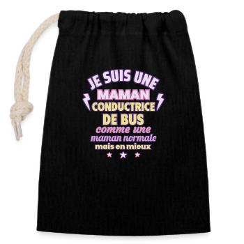 Maman conductrice de bus, cadeau fête des mères - Sac cadeau en coton avec cordon (14 x 20 cm) - noir - Devant