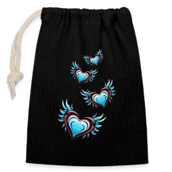Heart Wings - Closable cotton gift bag (14x20cm) - black - Front