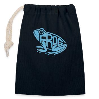 Verspielte Frosch-Typografie - Verschließbarer Geschenkbeutel aus Baumwolle (14x20cm) - Navy - Vorne