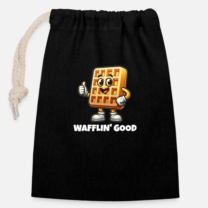 Wafflin' Good - Sac cadeau en coton avec cordon (14 x 20 cm) - noir
