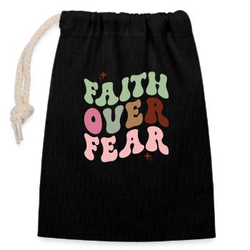 faith over fear - Verschließbarer Geschenkbeutel aus Baumwolle (14x20cm) - Schwarz - Vorne