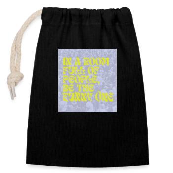 Be the funny one - Closable cotton gift bag (14x20cm) - black - Front