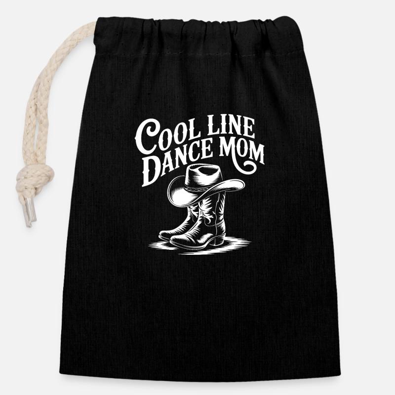 Line Dance Mom Line Dance Mom Cadeau - Sac cadeau en coton avec cordon (14 x 20 cm) - noir