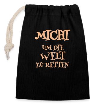 Cadeau pour Michi - Sac cadeau en coton avec cordon (14 x 20 cm) - noir - Devant