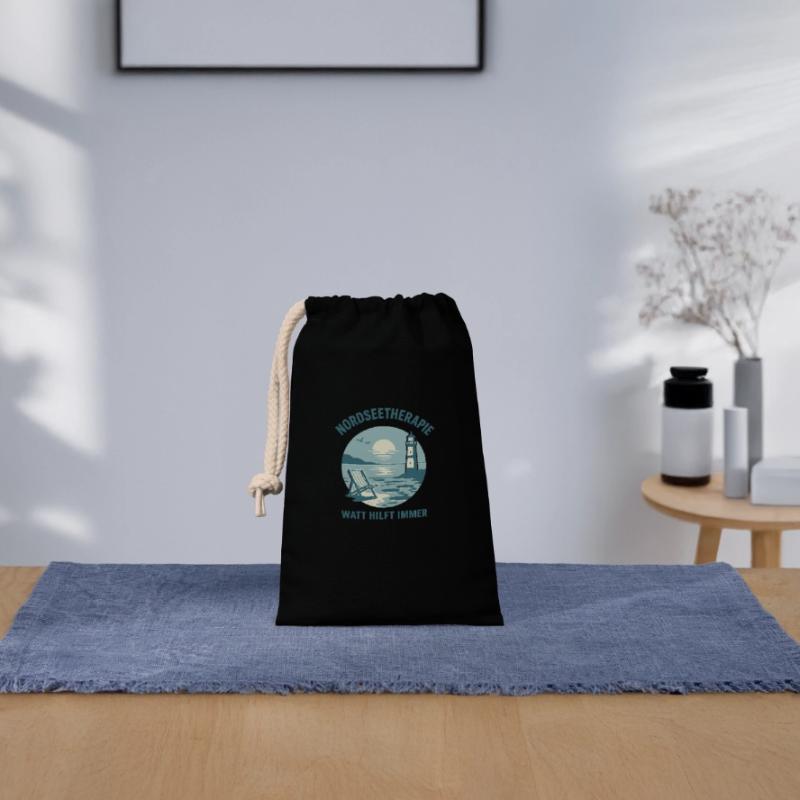 Nordseetherapie - Watt hilft immer Verschließbarer Geschenkbeutel aus Baumwolle (14x20cm)