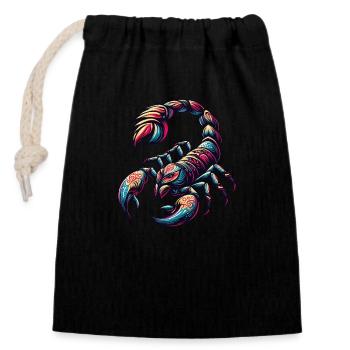 Scorpio colorful - Closable cotton gift bag (14x20cm) - black - Front