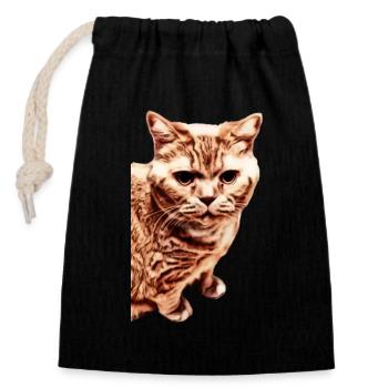 british shorthair cat - Closable cotton gift bag (14x20cm) - black - Front