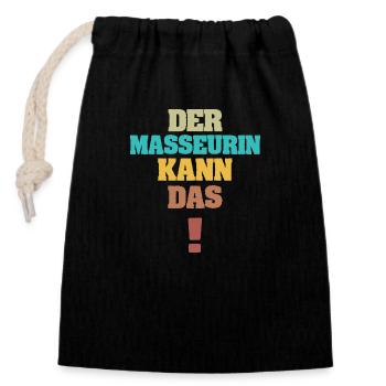 Geschenk für Masseurin - Verschließbarer Geschenkbeutel aus Baumwolle (14x20cm) - Schwarz - Vorne