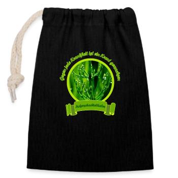field horsetail - Closable cotton gift bag (14x20cm) - black - Front