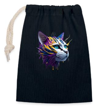 Katzenliebhaber, Katze 3D, Tabby Katze - Verschließbarer Geschenkbeutel aus Baumwolle (14x20cm) - Navy - Vorne