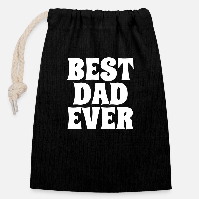 Best Dad Ever blanc - Sac cadeau en coton avec cordon (14 x 20 cm) - noir