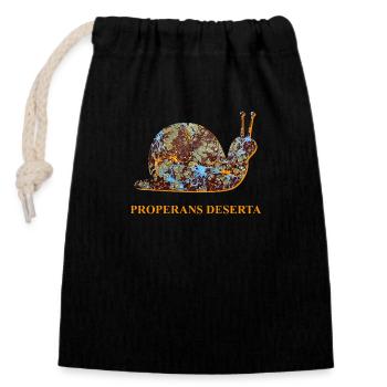 Hurry with time Latin Snail E 85 - Closable cotton gift bag (14x20cm) - black - Front