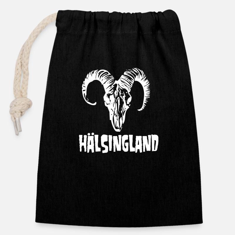 Métal du Hälsingland - Sac cadeau en coton avec cordon (14 x 20 cm) - noir