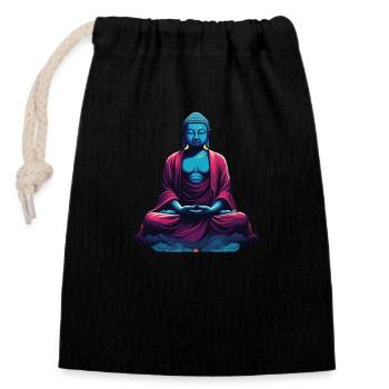 Bouddha bleu dans la méditation contemplation dualité - Sac cadeau en coton avec cordon (14 x 20 cm) - noir - Devant