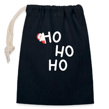 HO HO HO Christmas Motif - Closable cotton gift bag (14x20cm) - navy - Front