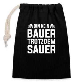 Bin kein Bauer trotzdem sauer Landwirt Bauern Demo - Verschließbarer Geschenkbeutel aus Baumwolle (14x20cm) - Schwarz - Vorne