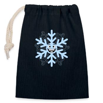 Glückliche Schneeflocke - Verschließbarer Geschenkbeutel aus Baumwolle (14x20cm) - Navy - Vorne
