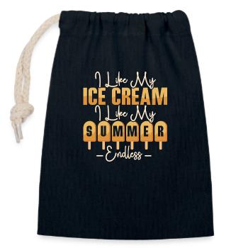 I Like My Ice Cream Cone Scoop Summer - Verschließbarer Geschenkbeutel aus Baumwolle (14x20cm) - Navy - Vorne