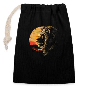Lion Wildcat - Closable cotton gift bag (14x20cm) - black - Front
