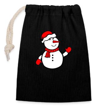 bonhomme de neige - Sac cadeau en coton avec cordon (14 x 20 cm) - noir - Devant