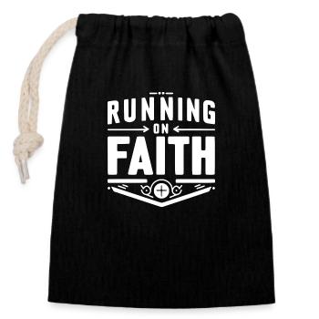 Running on Faith - Closable cotton gift bag (14x20cm) - black - Front