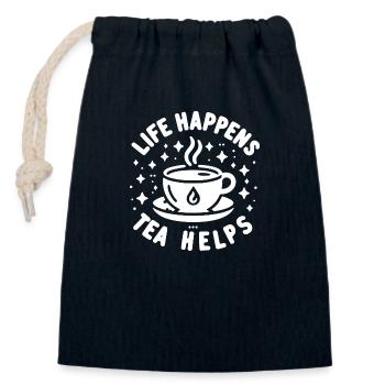 Life Happens Tee hilft - Verschließbarer Geschenkbeutel aus Baumwolle (14x20cm) - Navy - Vorne