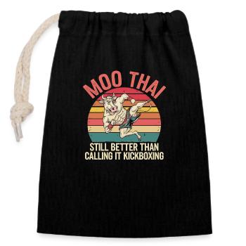 Conception créative de cadeaux Muay Thai - Sac cadeau en coton avec cordon (14 x 20 cm) - noir - Devant
