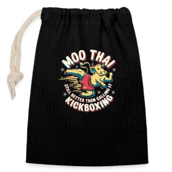 Conception de dictons Muay Thai drôles - Sac cadeau en coton avec cordon (14 x 20 cm) - noir - Devant