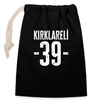 Proud Turks from Kırklareli – Number 39 - Closable cotton gift bag (14x20cm) - black - Front