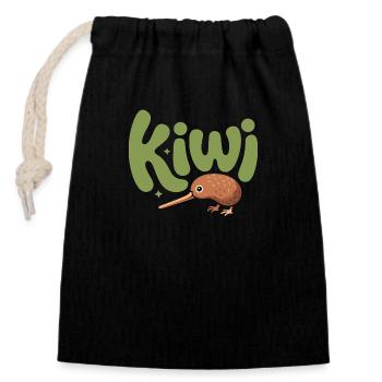 Kiwi mignon - Conception d’oiseau néo-zélandais - Sac cadeau en coton avec cordon (14 x 20 cm) - noir - Devant
