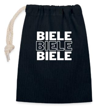 BIELE BIELE BIELE - Verschließbarer Geschenkbeutel aus Baumwolle (14x20cm) - Navy - Vorne
