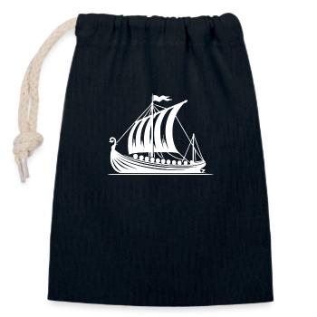 Dragon Boat Viking Style Sail Design - Closable cotton gift bag (14x20cm) - navy - Front