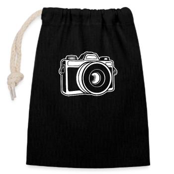 Fotograf Fotografieren Fotografie Kamera - Verschließbarer Geschenkbeutel aus Baumwolle (14x20cm) - Schwarz - Vorne
