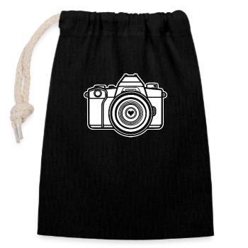 Fotograf Fotografieren Fotografie Kamera - Verschließbarer Geschenkbeutel aus Baumwolle (14x20cm) - Schwarz - Vorne