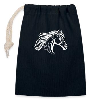 Rugged horse with mane equestrian stallion - Closable cotton gift bag (14x20cm) - navy - Front
