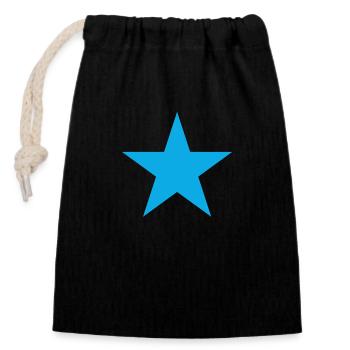 blauer Stern, blue star - Verschließbarer Geschenkbeutel aus Baumwolle (14x20cm) - Schwarz - Vorne