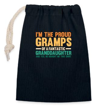 Je suis le fier Gramps de Granddaghter Grand-père - Sac cadeau en coton avec cordon (14 x 20 cm) - bleu marine - Devant