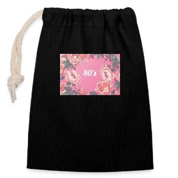 Années 80 - Sac cadeau en coton avec cordon (14 x 20 cm) - noir - Devant