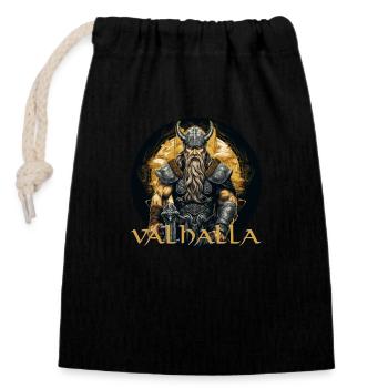 Wikinger Valhalla Nordmann Design, Wikinger Fans - Verschließbarer Geschenkbeutel aus Baumwolle (14x20cm) - Schwarz - Vorne