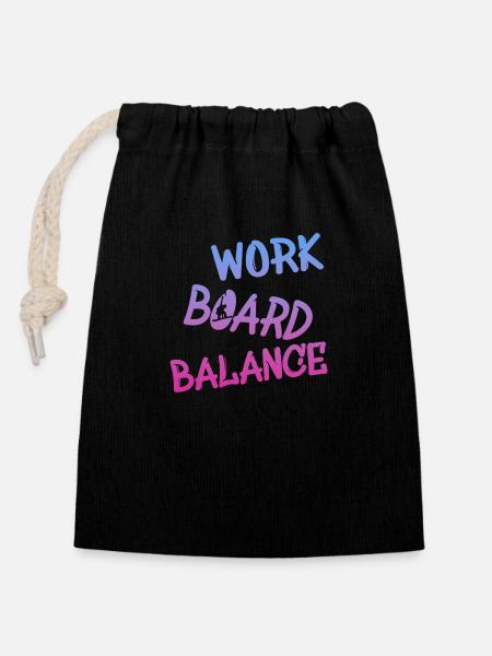 Work Board Balance - Verschließbarer Geschenkbeutel aus Baumwolle (14x20cm) - Schwarz