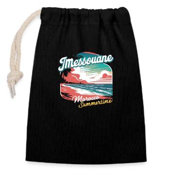 Éclat d'Imessouane: L'Essence Côtière du Maroc - Sac cadeau en coton avec cordon (14 x 20 cm) - noir - Devant